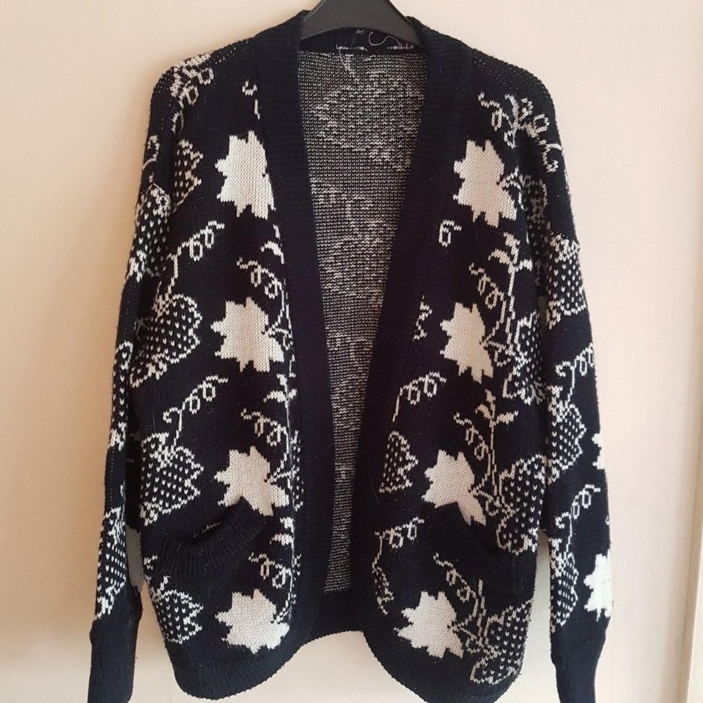 Womens Black and White Cardigan